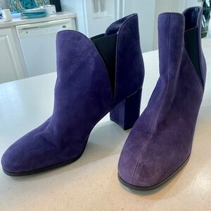 10M WHBM Purple Women's Suede Chunky Heel Boots NEW